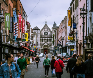 People walking in the streets of Dublin.