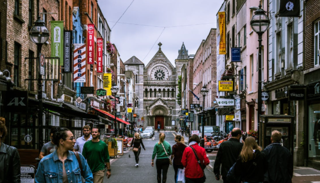 People walking on the streets of Dublin.