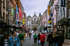 People walking on the streets of Dublin.