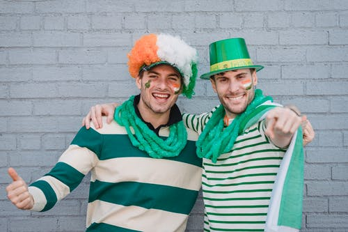 People wearing Irish colours on St. Patrick’s Day