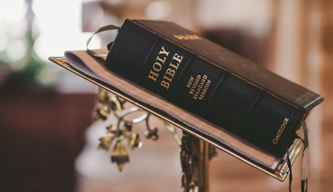 Close-up shot of Holy Bible