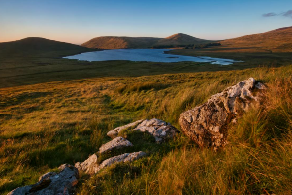 Irish landscape at golden hour.