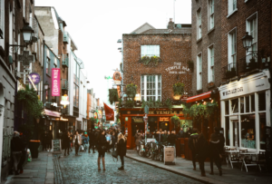 Tourists exploring Irish culture and traditions.