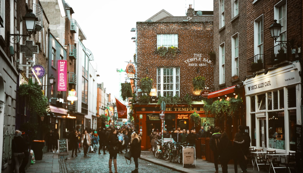 Tourists enjoying Irish festivals and events.