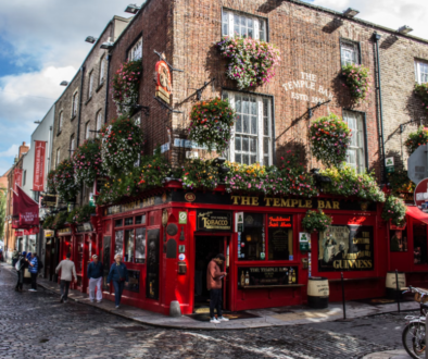 The Temple Bar district to visit during a trip to Dublin.