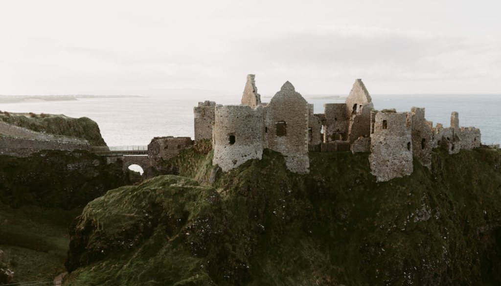 Old Medieval ruins of Dunluce castle