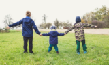 A family attending an Irish festival.