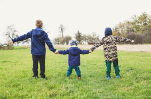 A family attending an Irish festival.