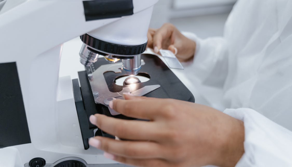 a person at the lab.