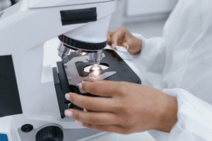 a person at the lab.