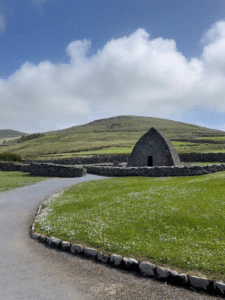 the road to a historic building.