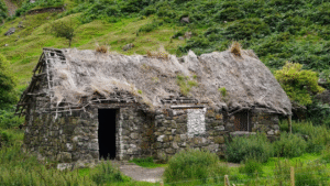 a historic stone cottage in Ireland.